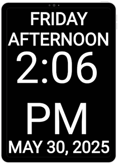 A Calendar Clock displaying the time and a reminder for a pedicure at 16.00